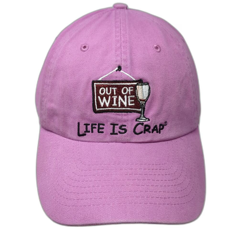 Life is Crap Baseball Cap Pink One Size Out of Wine Graphic Strapback Cotton Hat
